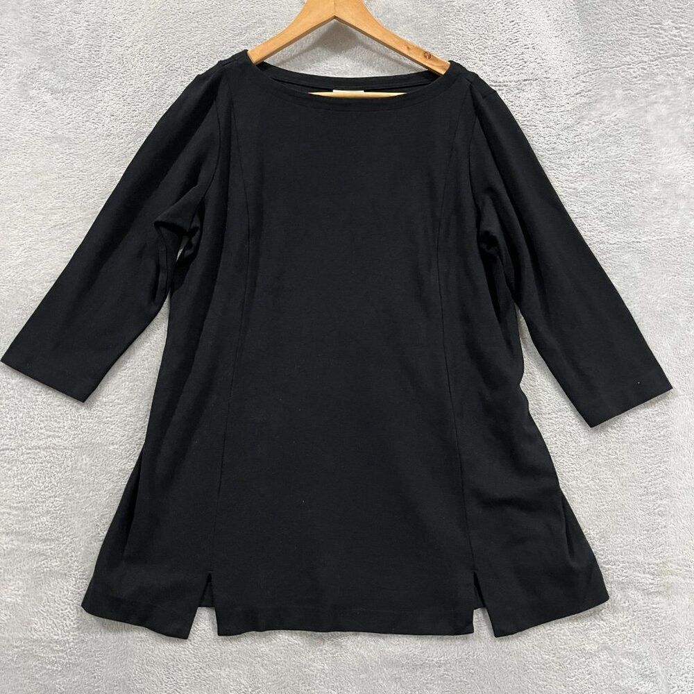 J Jill‎ Ponte Blouse Womens large Black Long Sleeve Hippie Grunge Casual